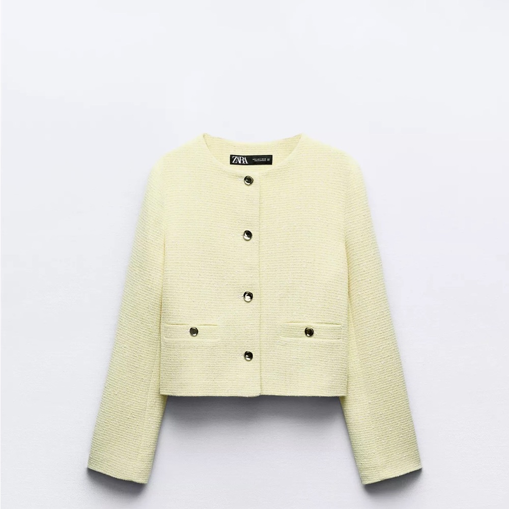Zara Yellow Textured Women's Jacket